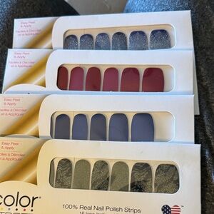 Retired Color Street Nail Strips in Red, Purple, and Gray